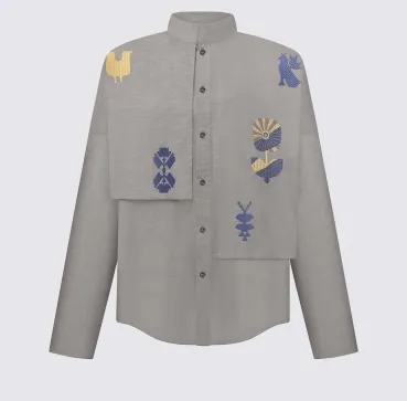Сорочка з вишивкою «Символи життя», унісекс, хакі