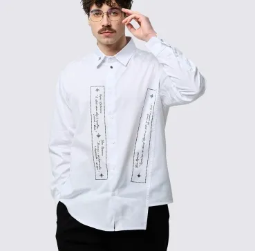 Чоловіча сорочка з принтом «Сила слова», біла