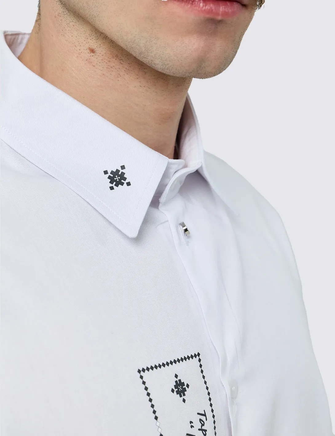 Men's shirt with «Power of Words» print, white - 2