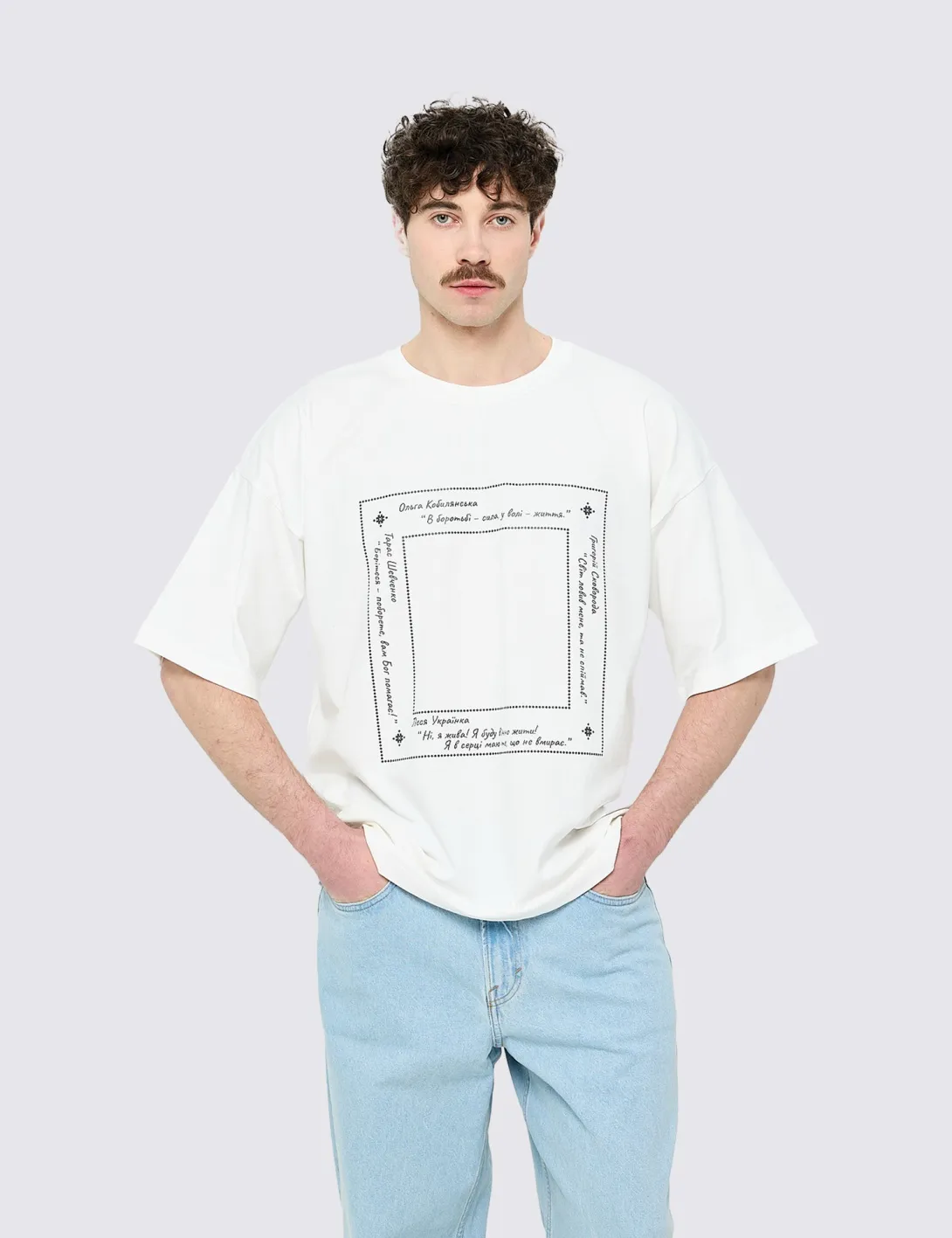 T-shirt with «Power of Words» print, unisex, milky - 3