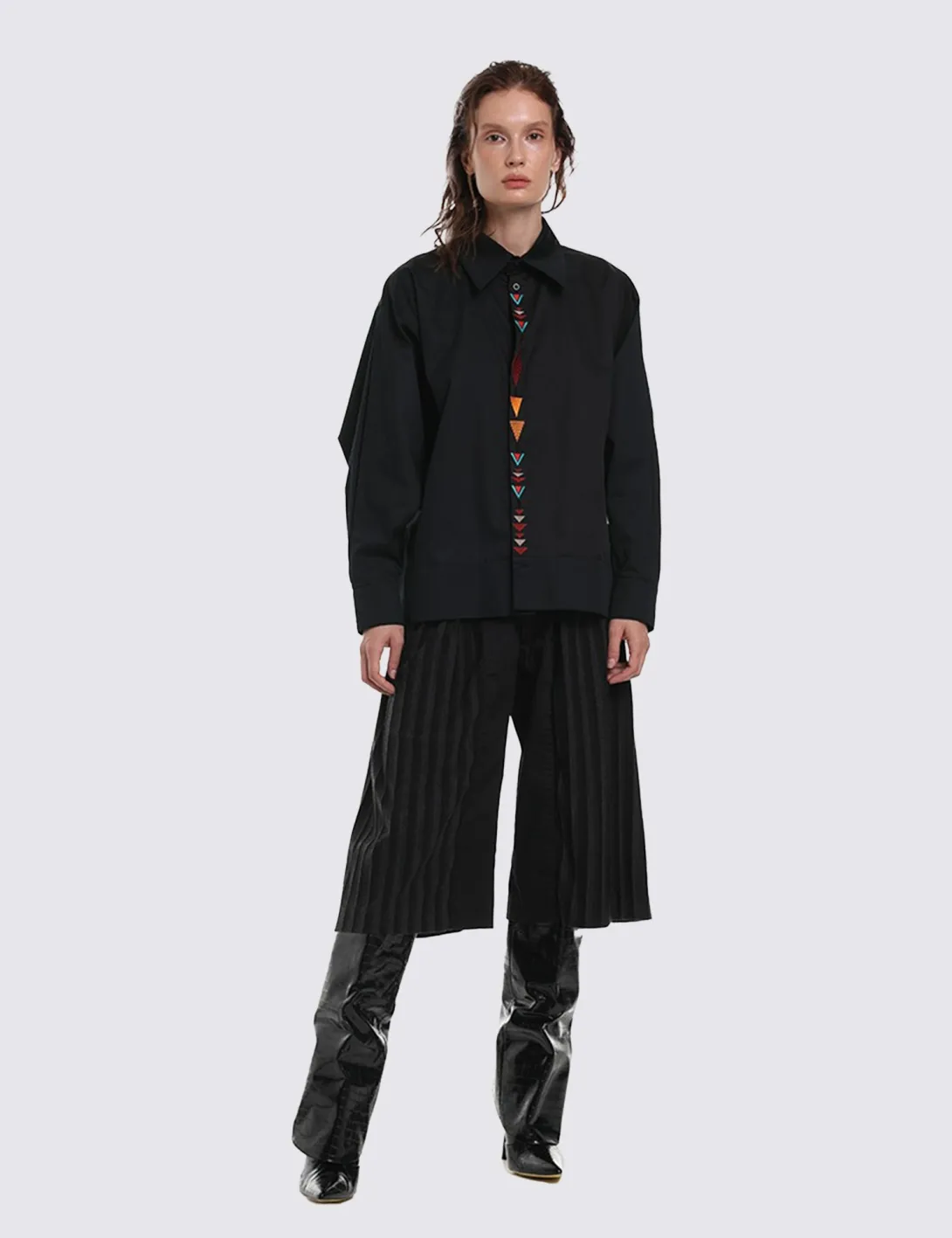 Women's shirt with «Style of Traditions» embroidery, black