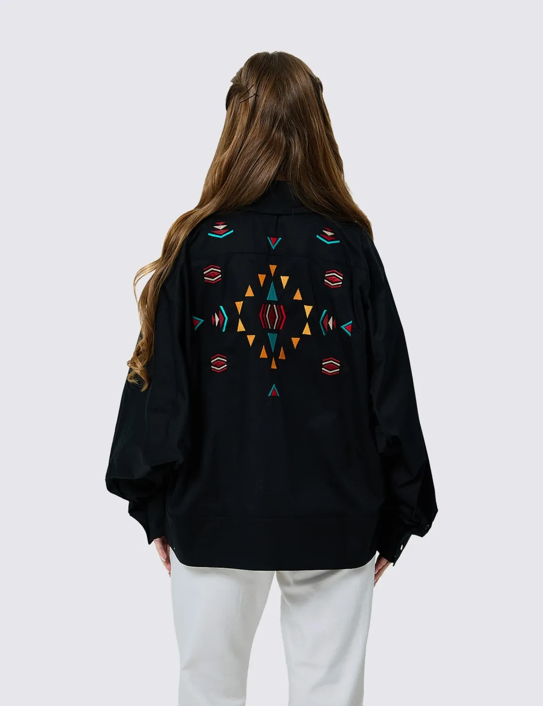 Women's shirt with «Style of Traditions» embroidery, black - 2