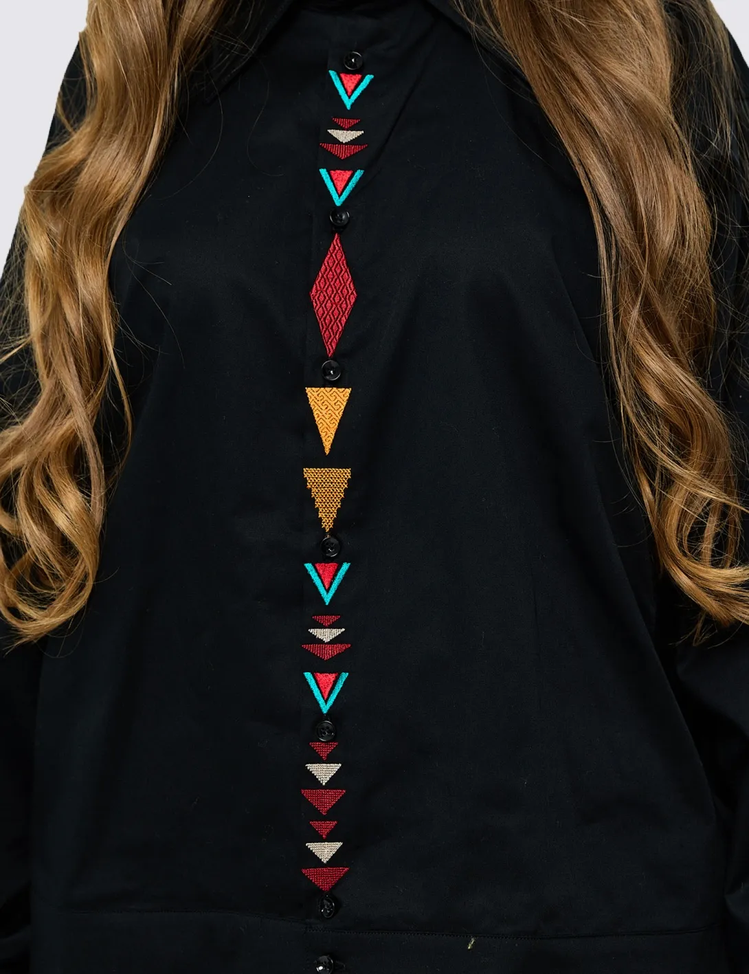 Women's shirt with «Style of Traditions» embroidery, black - 5