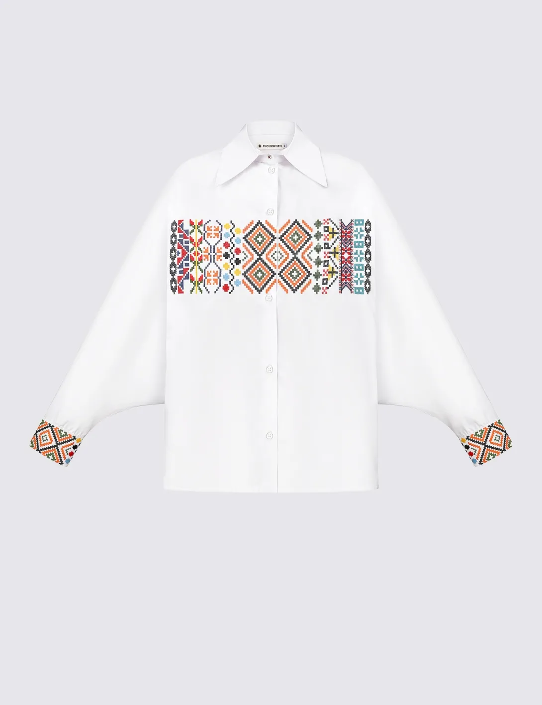 Women's shirt with «Code of Tradition» embroidery, white - 3