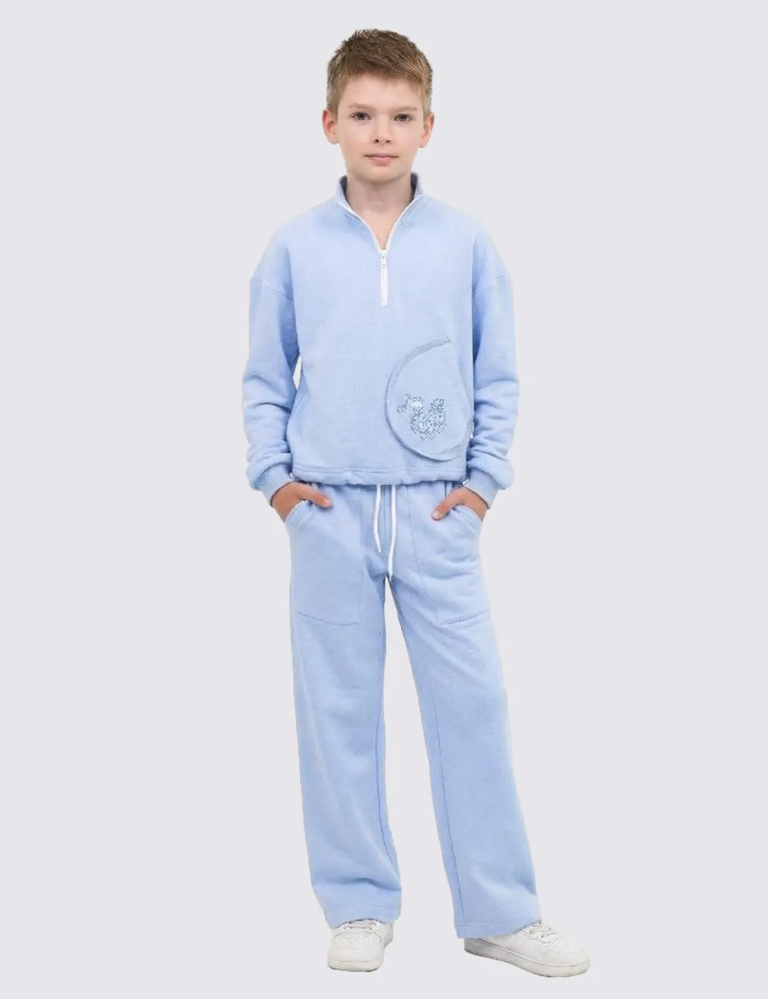 Children's tracksuit with "Bird" embroidery, light blue - 2