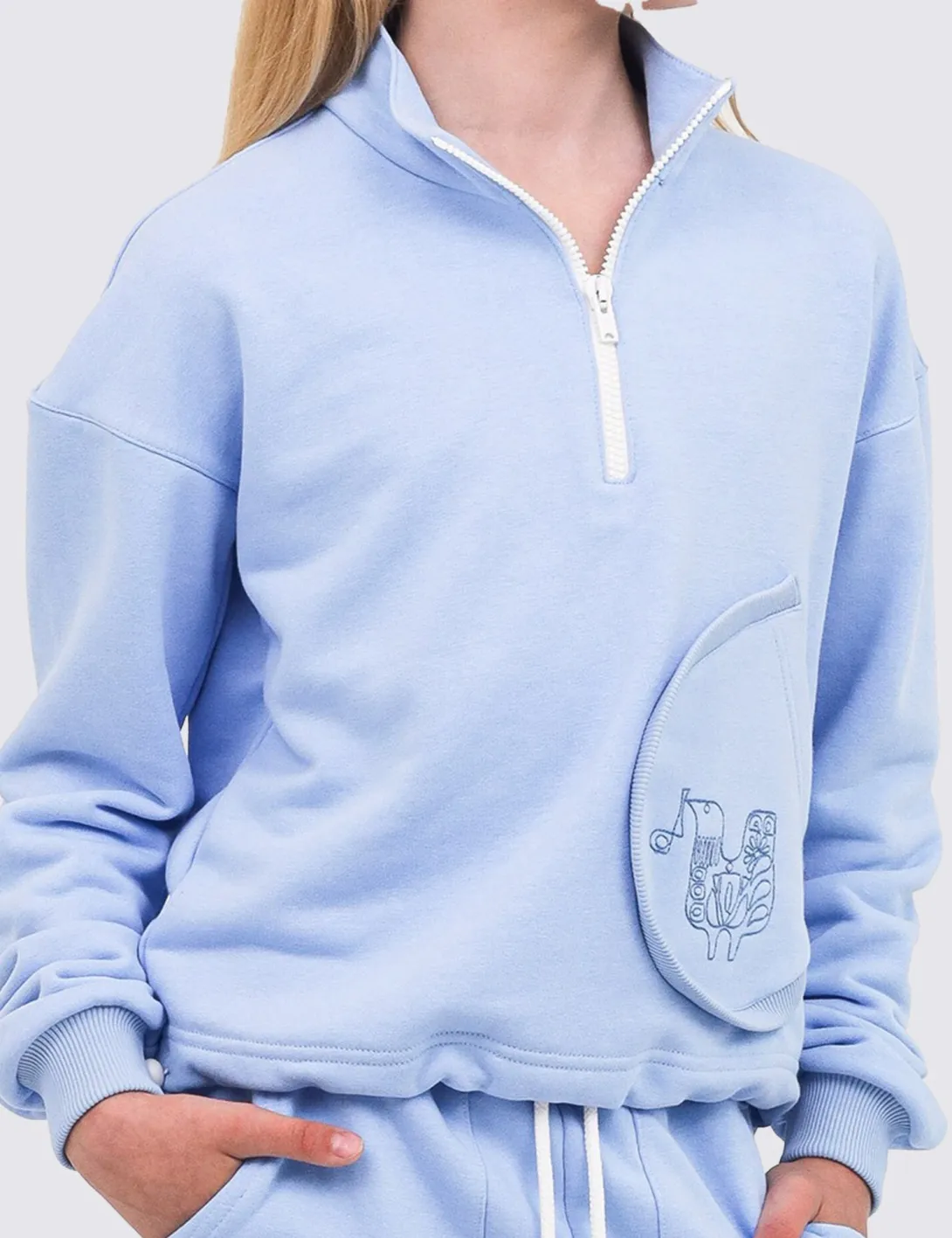 Children's tracksuit with "Bird" embroidery, light blue - 5